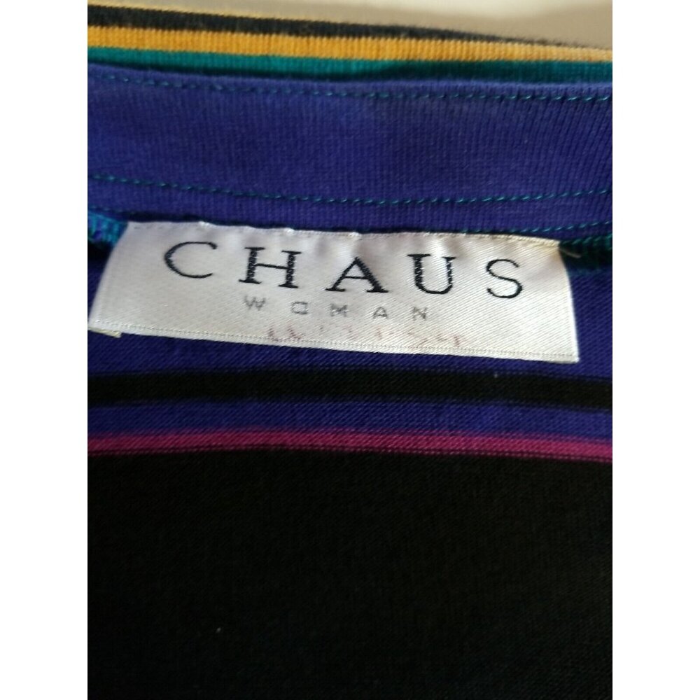 Chaus Vintage Womens Knit Cardigan Sweater Teal Striped Open‎ Front Size 2X - Picture 5 of 10
